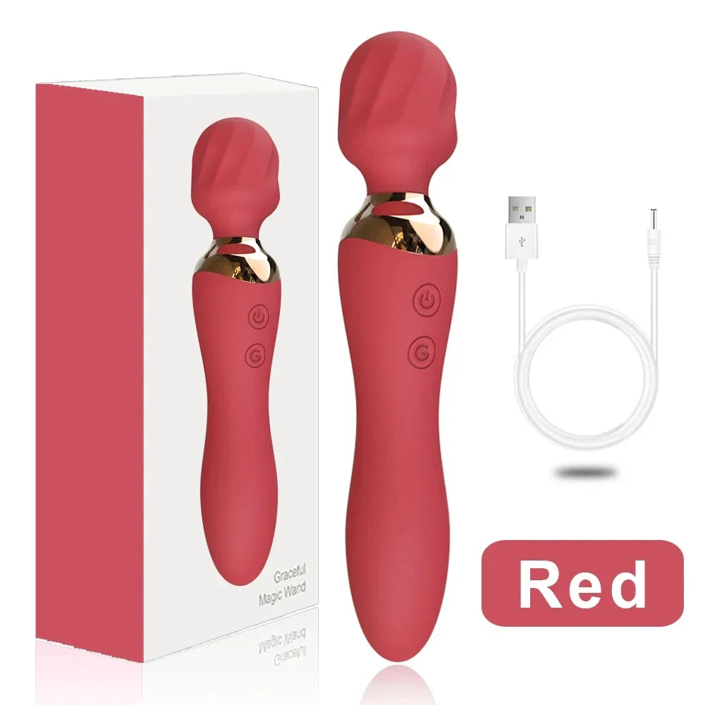Vibrador potente com dildos e varinha para mulheres, 10 modos, estimulador de clitóris, ponto G, massageador vaginal