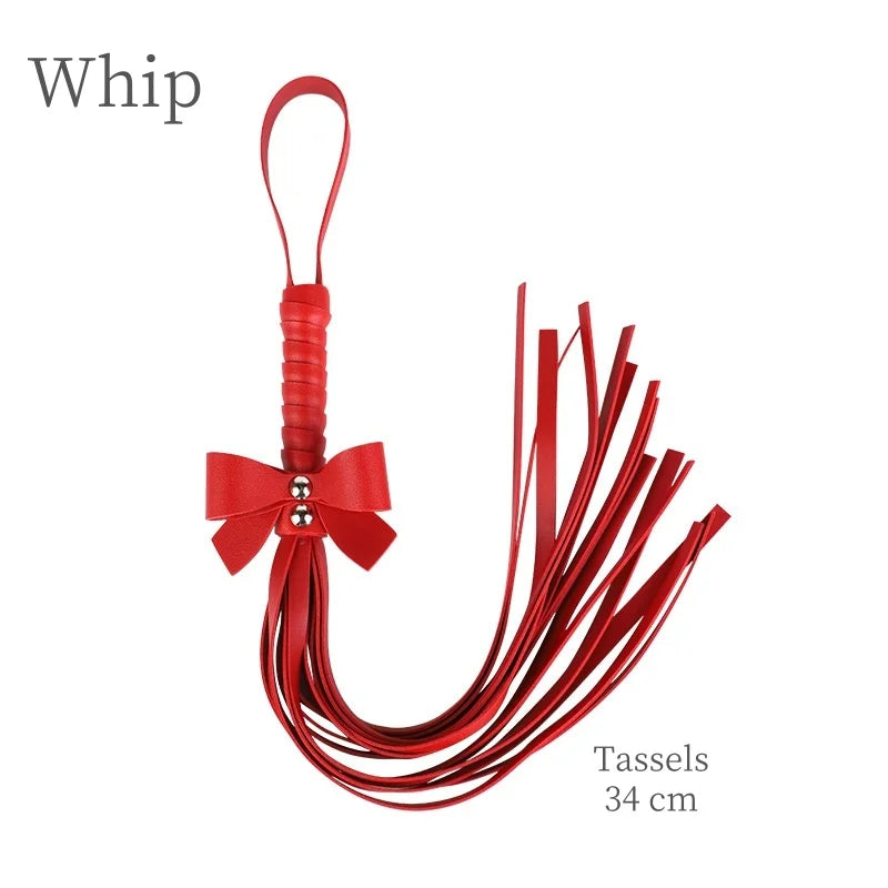 Algemas de bondage com laço charmoso e sexy, acessórios com colarinho ajustável, mordaça de boca para casais, brinquedos sexuais de amarração para escravos BDSM
