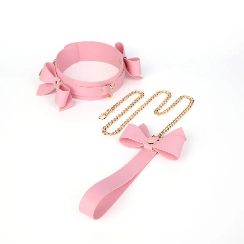 Algemas de bondage com laço charmoso e sexy, acessórios com colarinho ajustável, mordaça de boca para casais, brinquedos sexuais de amarração para escravos BDSM