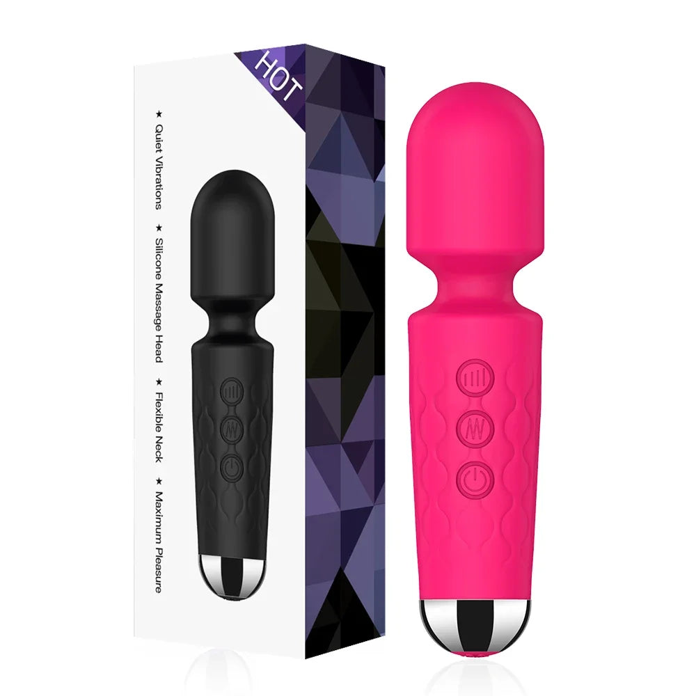Vibrador AV potente de 20 velocidades, estimulador de mamilo, ponto G, clitóris, varinha mágica, dildo
