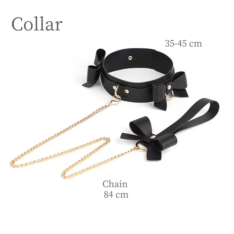 Algemas de bondage com laço charmoso e sexy, acessórios com colarinho ajustável, mordaça de boca para casais, brinquedos sexuais de amarração para escravos BDSM