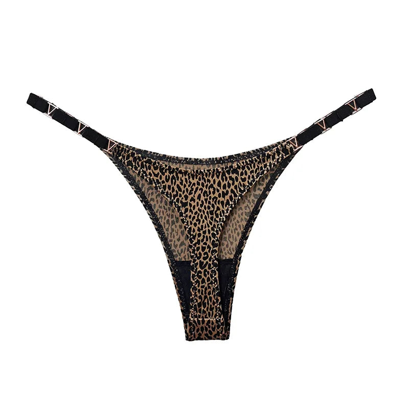Seamless Sexy Thong Women Underwear Briefs Panties Zebra Flower Low Rise Luxury Metal Buckle G-String Bikini Girls Female Panty