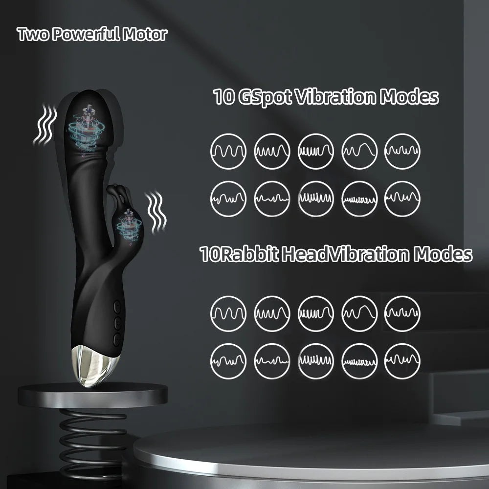 Vibrador Rabbit potente, estimulador de clitóris e ponto G, massagem nos mamilos e vagina, masturbador feminino, dildo