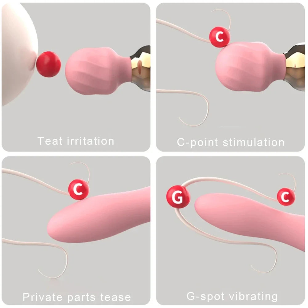 Vibrador potente com dildos e varinha para mulheres, 10 modos, estimulador de clitóris, ponto G, massageador vaginal