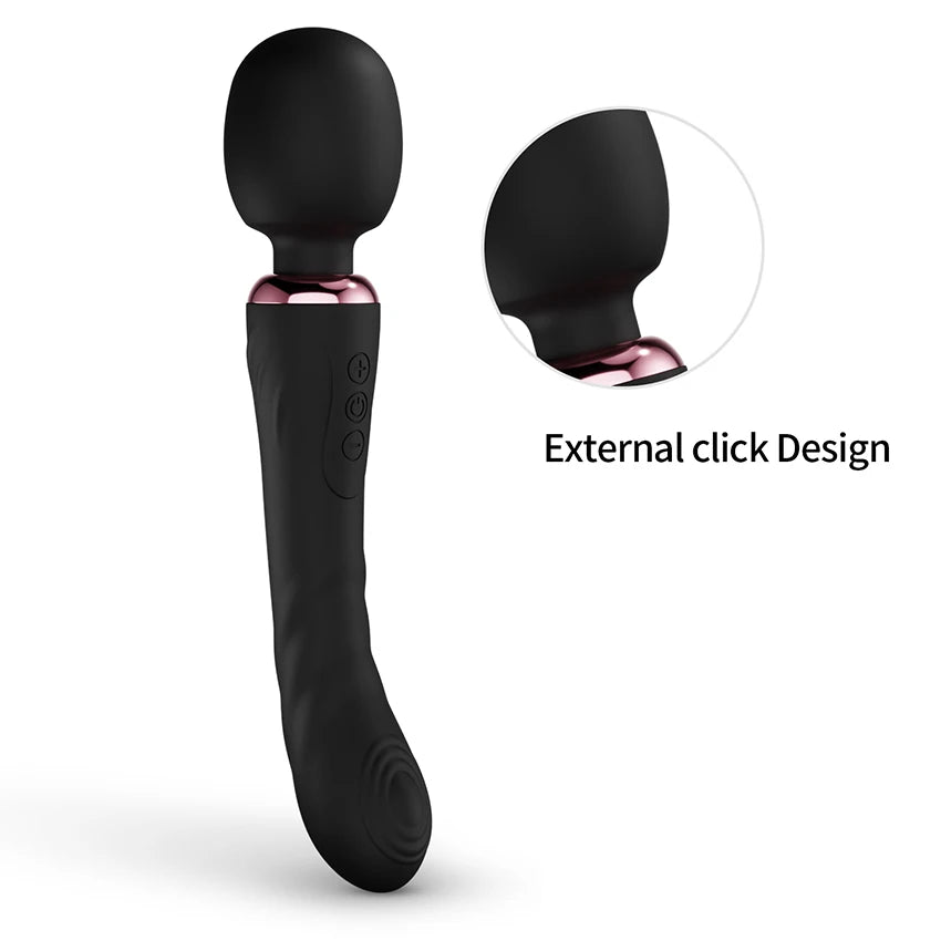 Vibrador potente com motor duplo de silicone, varinha grande, massageador de ponto G