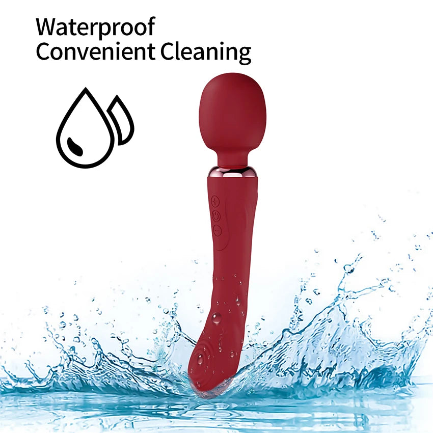 Vibrador potente com motor duplo de silicone, varinha grande, massageador de ponto G