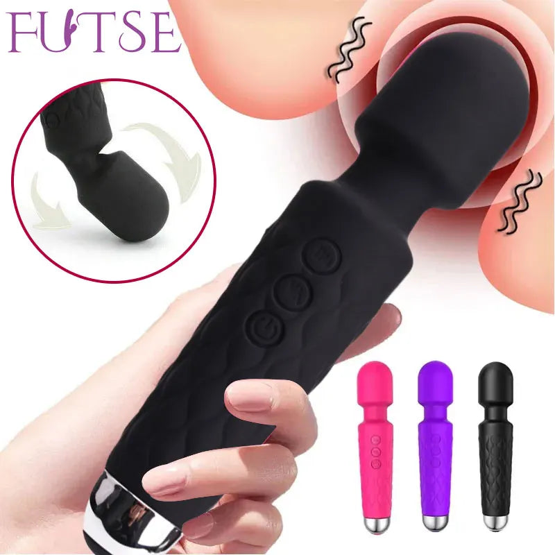 Vibrador AV potente de 20 velocidades, estimulador de mamilo, ponto G, clitóris, varinha mágica, dildo