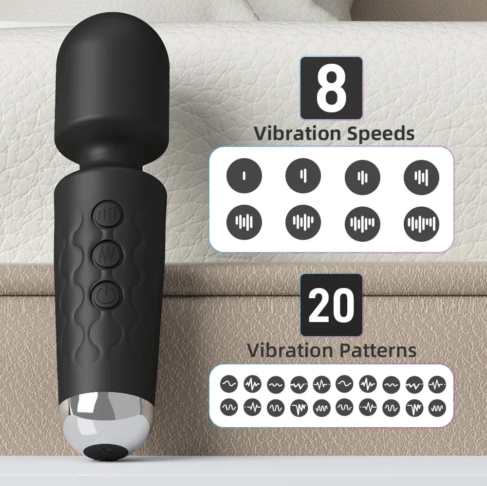 Vibrador AV potente de 20 velocidades, estimulador de mamilo, ponto G, clitóris, varinha mágica, dildo