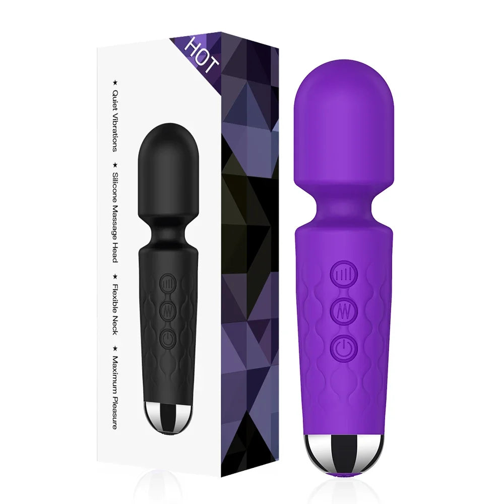 Vibrador AV potente de 20 velocidades, estimulador de mamilo, ponto G, clitóris, varinha mágica, dildo