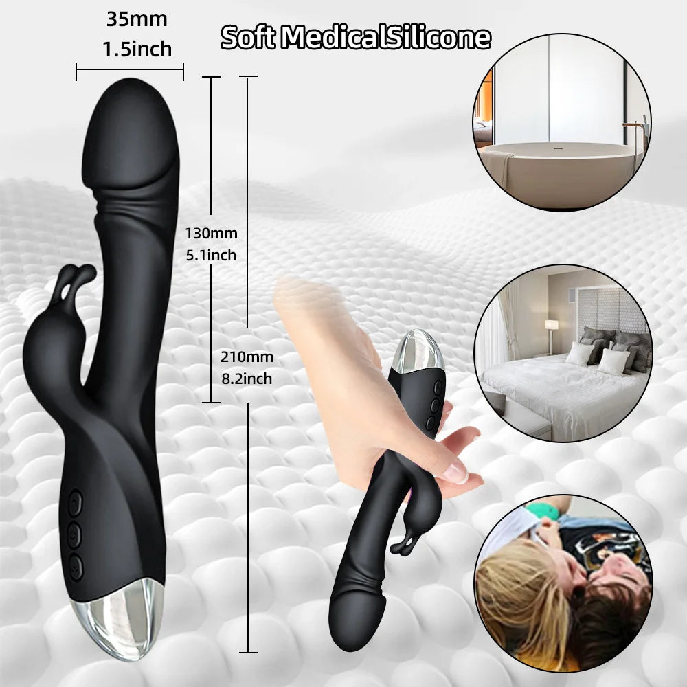 Vibrador Rabbit potente, estimulador de clitóris e ponto G, massagem nos mamilos e vagina, masturbador feminino, dildo