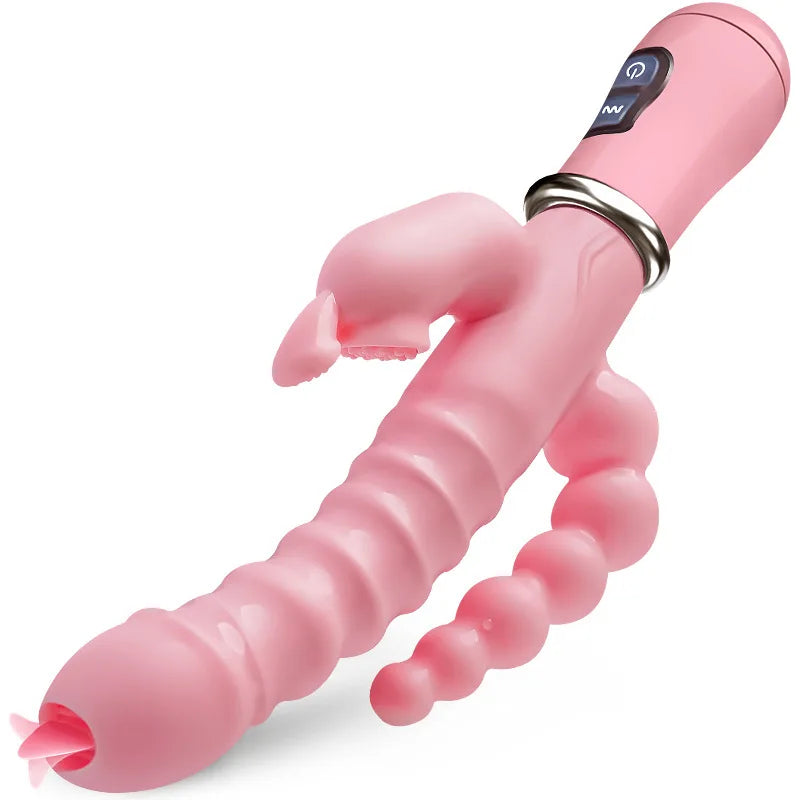 LicklIp 3 em 1 vibrador coelho lambedor, vara dupla masturbação anal e clitóris