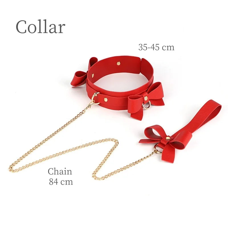 Algemas de bondage com laço charmoso e sexy, acessórios com colarinho ajustável, mordaça de boca para casais, brinquedos sexuais de amarração para escravos BDSM