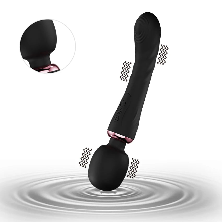Vibrador potente com motor duplo de silicone, varinha grande, massageador de ponto G