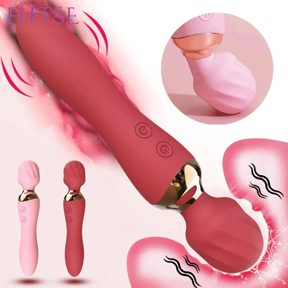 Vibrador potente com dildos e varinha para mulheres, 10 modos, estimulador de clitóris, ponto G, massageador vaginal