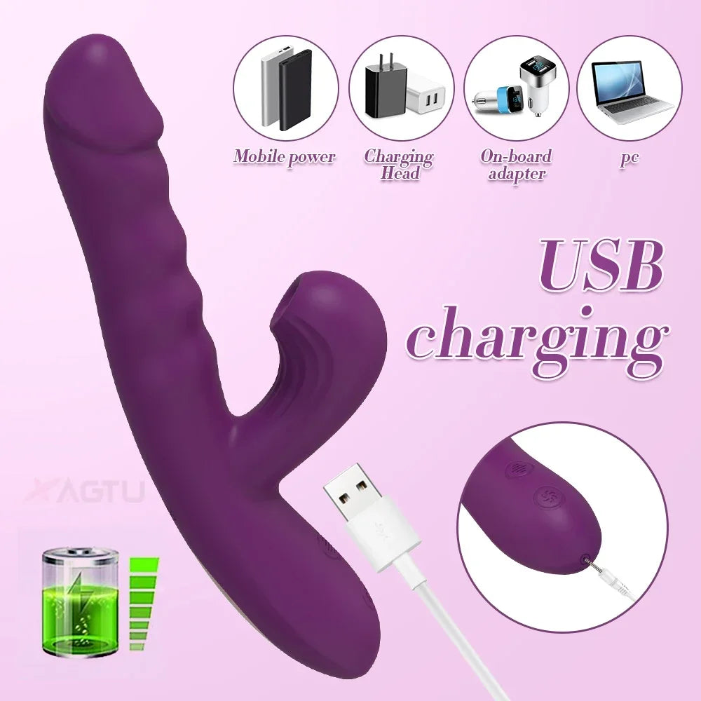 Vibrador potente com sucção e impulso, sugador feminino, estimulador de clitóris, massageador de ponto G