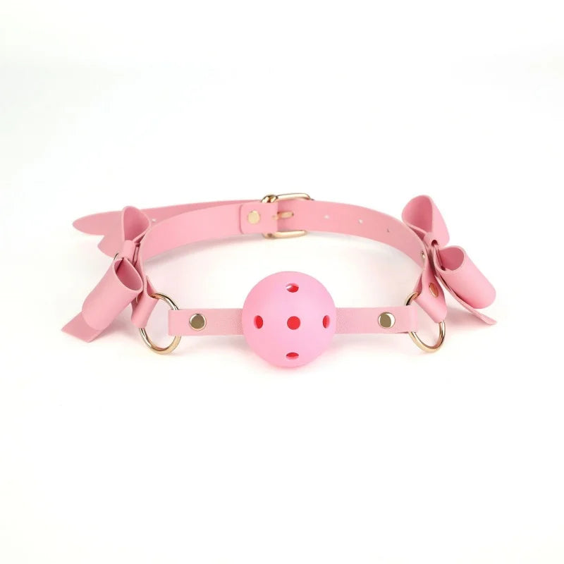 Algemas de bondage com laço charmoso e sexy, acessórios com colarinho ajustável, mordaça de boca para casais, brinquedos sexuais de amarração para escravos BDSM