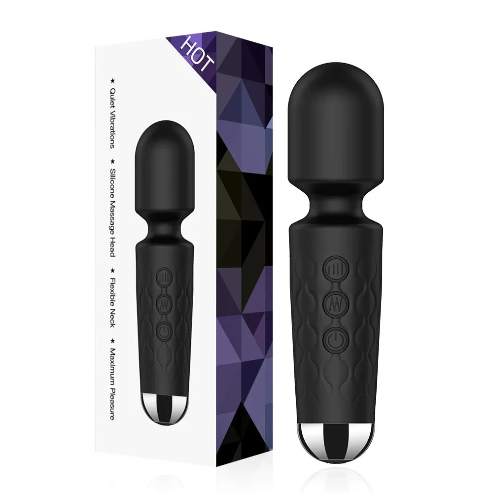 Vibrador AV potente de 20 velocidades, estimulador de mamilo, ponto G, clitóris, varinha mágica, dildo