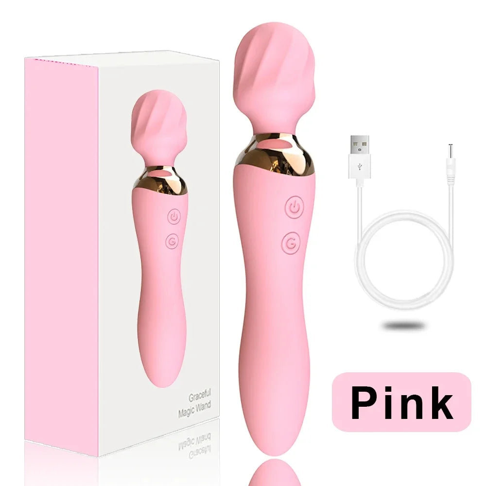 Vibrador potente com dildos e varinha para mulheres, 10 modos, estimulador de clitóris, ponto G, massageador vaginal