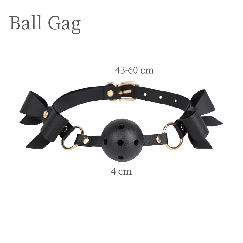 Algemas de bondage com laço charmoso e sexy, acessórios com colarinho ajustável, mordaça de boca para casais, brinquedos sexuais de amarração para escravos BDSM