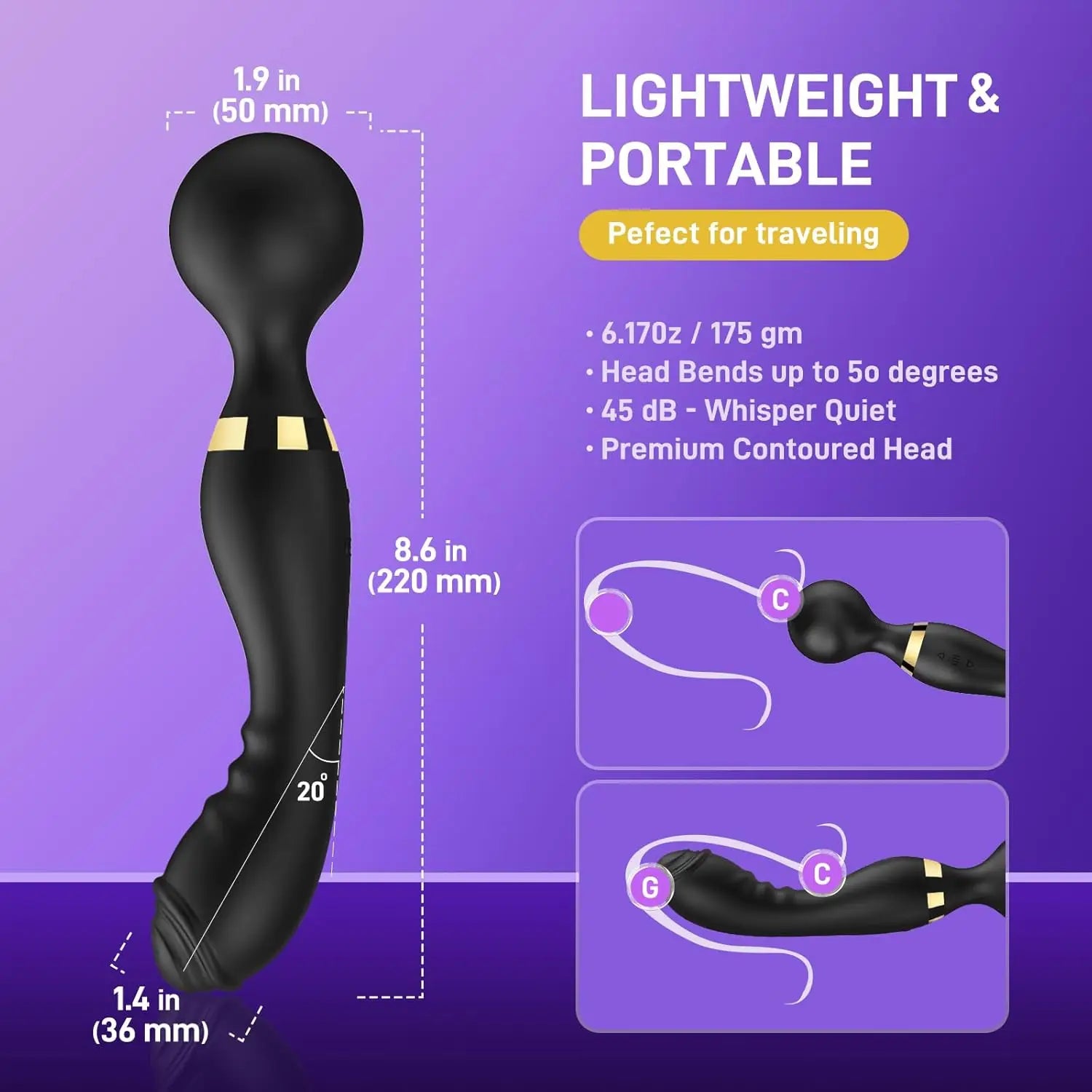 Vibrador AV Magic Wand potente de 20 velocidades, estimulador de clitóris e massageador de ponto G