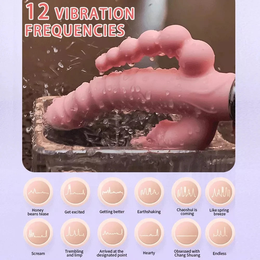 LicklIp 3 em 1 vibrador coelho lambedor, vara dupla masturbação anal e clitóris
