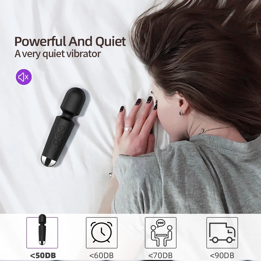 Vibrador AV potente de 20 velocidades, estimulador de mamilo, ponto G, clitóris, varinha mágica, dildo